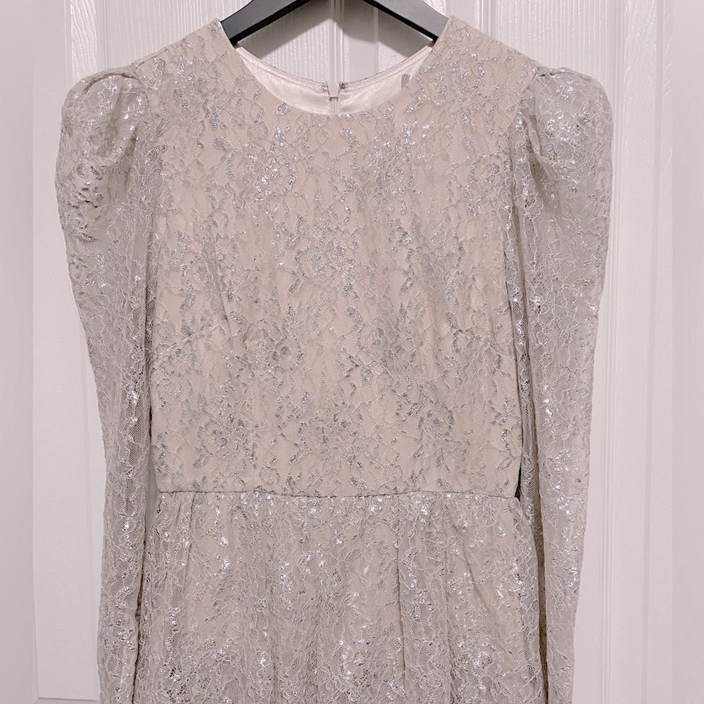 ANTONIO MELANI Silver Lace Tiered Maxi Dress - Picture 9 of 13